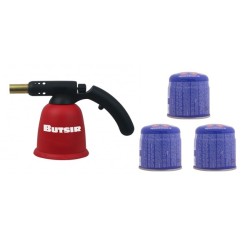 Soldador Gas Piezo+3 Cartuchos Butsir