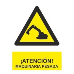 Señal Peligro Atencion Maquinaria Pesada Adhesivo 200x300