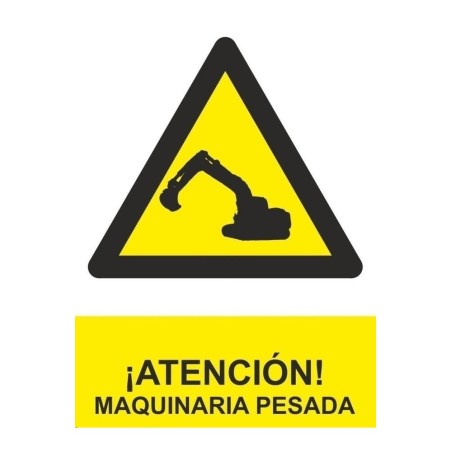 Señal Peligro Atencion Maquinaria Pesada Adhesivo 200x300