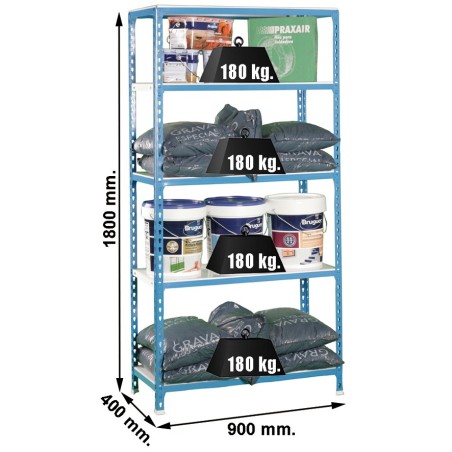 Estanteria S/t Azul/blanca Profer Top 180x90x40