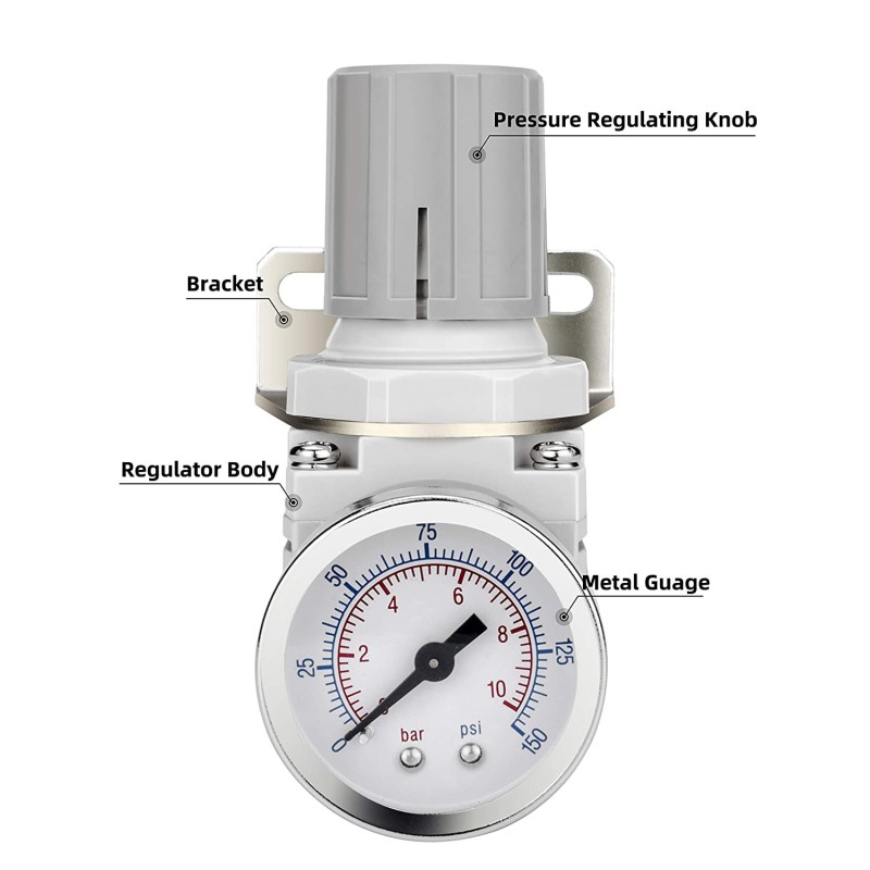 Regulador Paso Aire 1/4 + Manometro