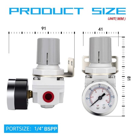 Regulador Paso Aire 1/4 + Manometro