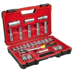 Juego de llaves de vaso 25 piezas 1/2"  acabado cromo satinado FATMAX