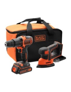 Taladro Percutor 18V + Lijadora Mouse 18V con 1 bater├¡a 1,5 Ah, cargador y bolsa de transporte 2