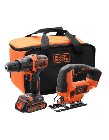 Taladro Percutor 18V + Sierra de Calar 18V con 1 bater├¡a 1,5 Ah, cargador y bolsa de transporte