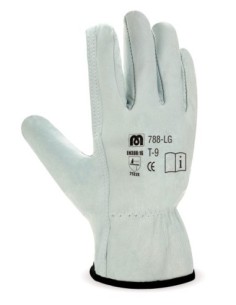 788LGG Guante tipo conductor flor vacuno color natural con ribete.