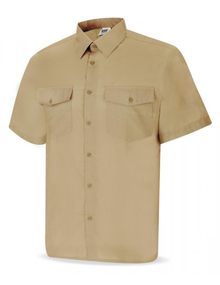 388CMCBE Camisa beige poliéster/algodón 95 gr. Marga corta