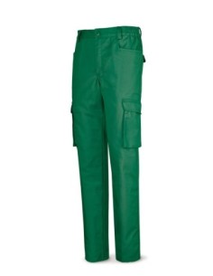488PTTOPV Pantalón verde poliester/algodón de 245 g. Multibolsillo