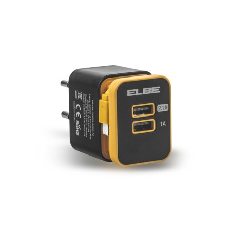 Cargador Pared 2 Puertos+usb Negro Elbe