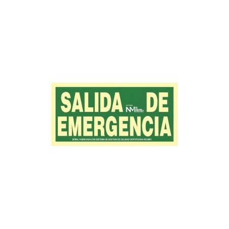 Señal Pvc Salida Emergencia 15x30 Cat.a